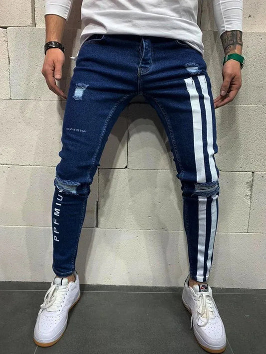 2025 New Mens Jeans Casual Skinny Pencil Pants Stretch Denim Trousers Male Slim Fit Fashion Destroyed Ripped Jeans Man Clothing