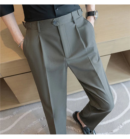 Men Dress Pants Trousers 2024 Autumn New British Style Straight Slim Fit formal Suit Pants Solid Casual Fashion Men Clothin