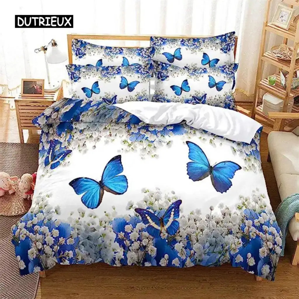 Rainbow Butterfly Duvet Cover Pink Flower Duvet Cover For Kids Bedding Set Kids Boys Girls Teens Comforter Cover For Decorations