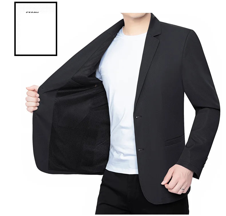 New Summer Man Mesh Thin Blazers Jackets Solid Business Casual Suits Coats Fashion Male Quick Drying Blazers Men's Clothing 4XL