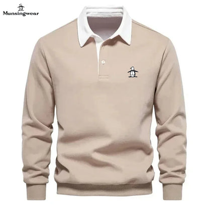 Brand Munsing Golf Shirts Autumn Winter Long Sleeve Men's Golf T-shirt Polo Shirt Casual Classic Solid Polo Neck Men's Golf Top