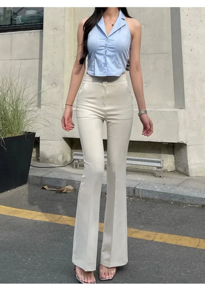 WOMENGAGA Fashion Sexy Pants Korea Slim High Waist Sexy Slightly Slim Casual Pants For Women Elegant And Mature Women D45B