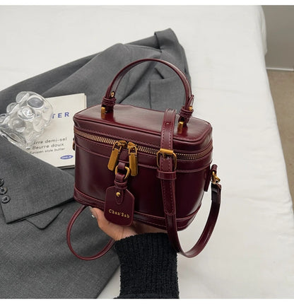 Luxury Burgundy Crossbody Bag 2025 New Women's Double Zipper Letter Design Underarm Bags Elegant High End Ladies Handbag Trend