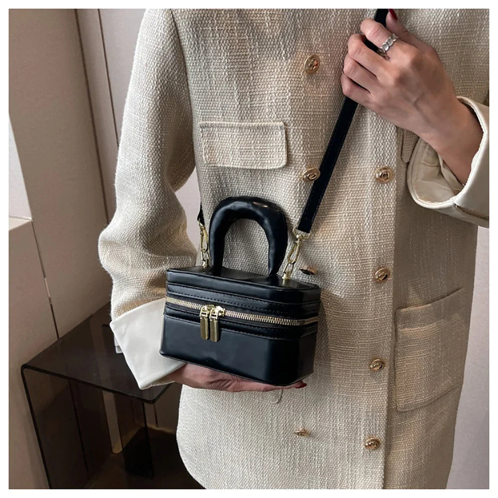 Light Luxury Design Sense Mini Crossbody Bag Korean Solid Oil Wax Leather High-end Texture Handbag Women Simple Small Square Bag