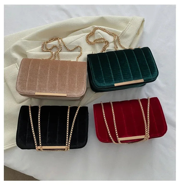 Neon Red Flap Chain Square Bag Velor Leather Fashionable Dating Gift Shoulder & Crossbody Bag With Chain Strap For Women