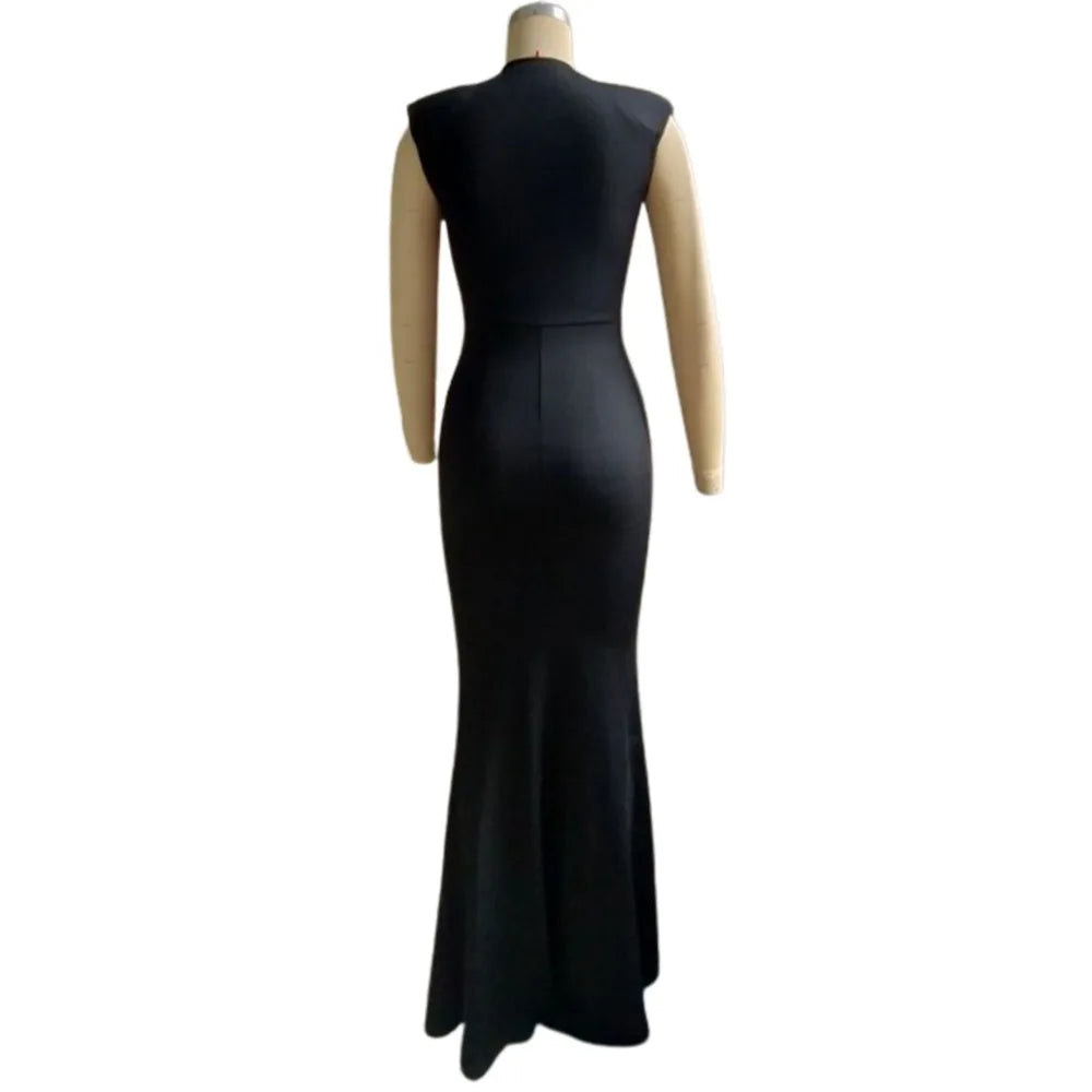 Elegant Women Evening Maxi Dress Sleeveless Deep V-neck Bandage Bodycon Gown Summer Fashion Sexy Lady Long Dresses