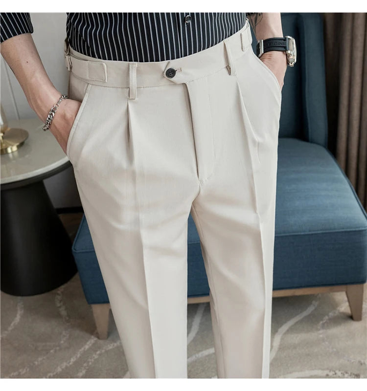 Men Dress Pants Trousers 2024 Autumn New British Style Straight Slim Fit formal Suit Pants Solid Casual Fashion Men Clothin