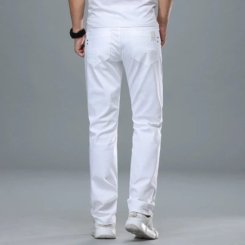 For Four Seasons White Men Jeans Fashion Casual Classic Style Slim Comfortable Denim Trousers Male Brand Advanced Stretch Pants