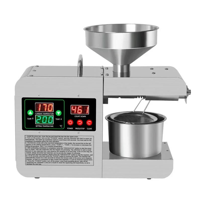 X8S New Upgraded Intelligent Temperature Control Oil Press Stainless Steel Cold Press Flaxseed Peanut Coconut Meat Oil Press