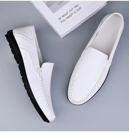 Men's fashion leather shoes four season soft sole non slip outdoor plus size casual leather shoes business party Joker tide shoe