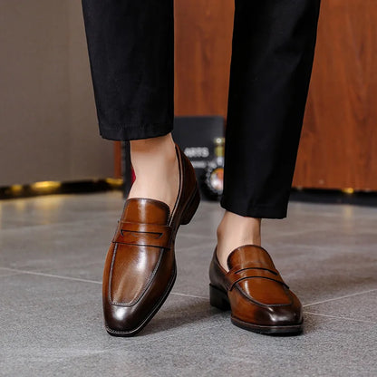 Luxury Slip On Dress Shoes Men Genuine Leather Italian Loafer Shoes For Men Black Brown Brand Formal Oxford Men Casual Shoes