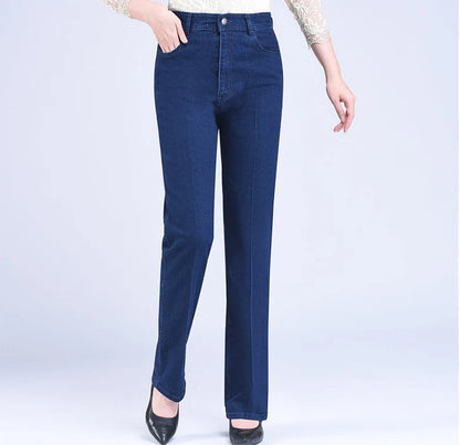 Plus Size 28-38 Straight Jeans Women Casual High Waist Classic Denim Pants Mom Baggy Stretch Kot Pantolon Wash Vintage Vaqueros