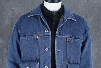 Men's Denim Jacket Padding Wool Male Jean Coats Elatic Black with Sheep Padded Warm Wide Shoulders One Piece Cheap Price Stylish