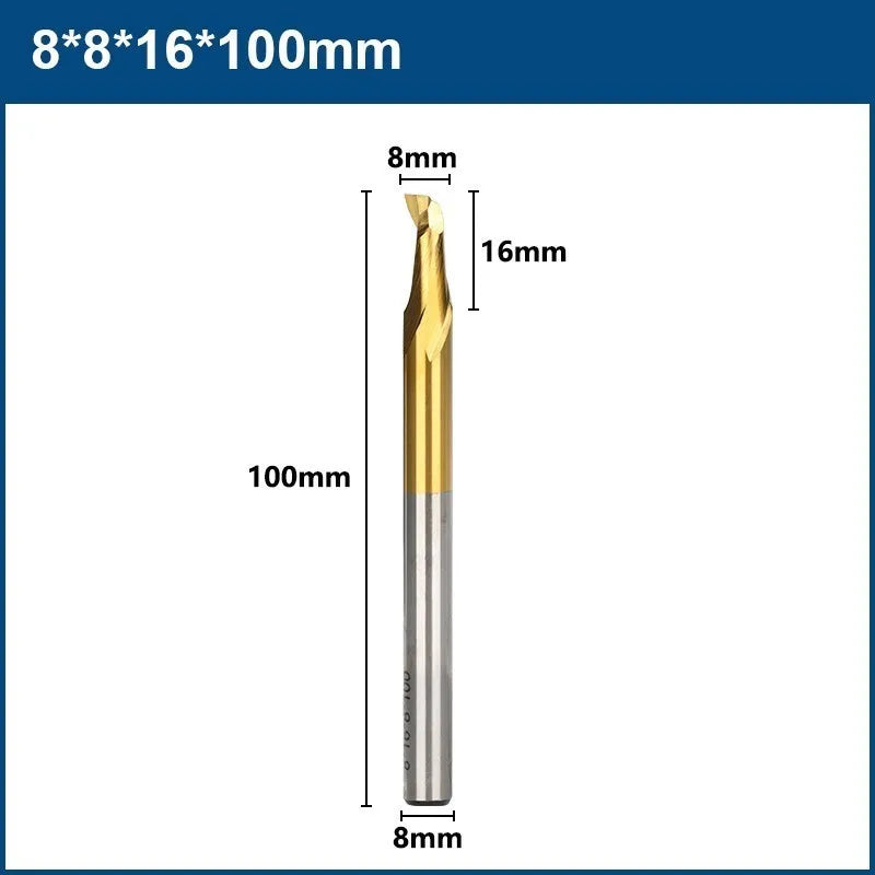 XCAN  Aluminum Spiral End Mill 8mm Shank HSS Milling Cutter Single Flute CNC Router Bit TiN Coated End Mill for Wood Cutting