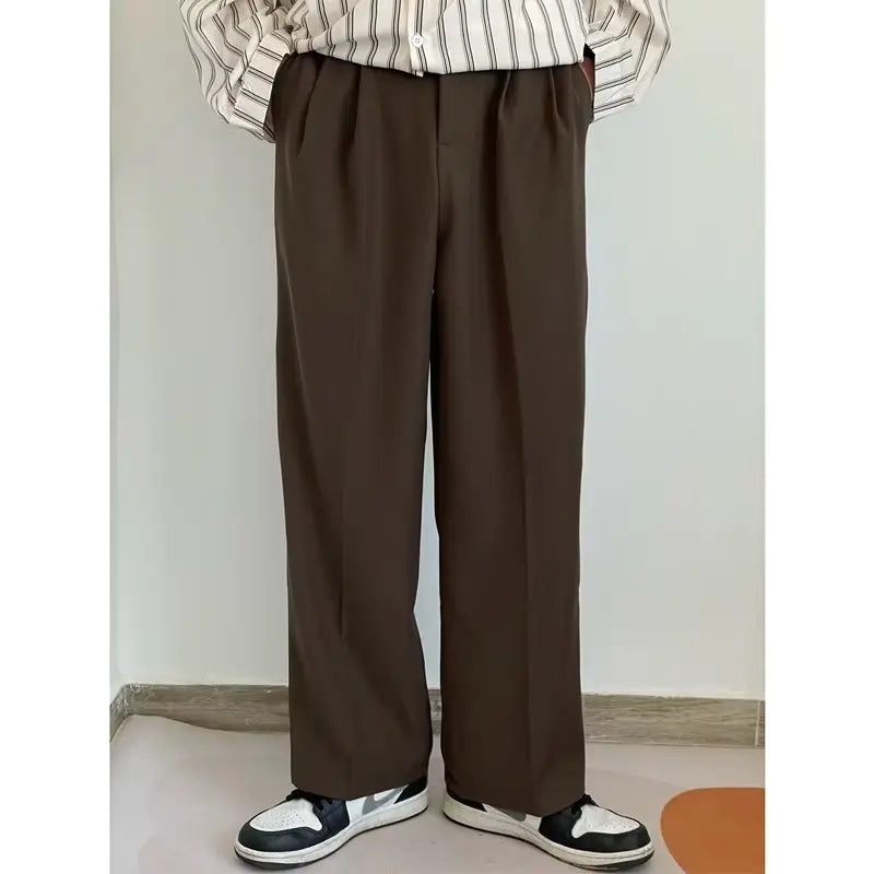 Light mature style autumn and winter new men's wide cut drape straight leg pants