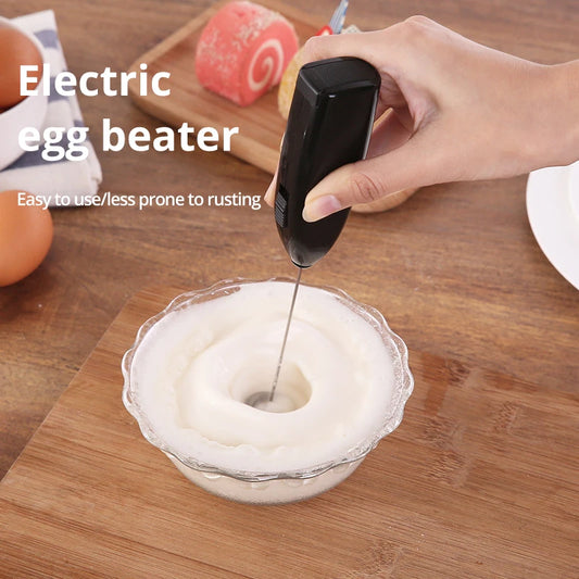 Electric Egg Beater Milk Frother For Coffee Household Kitchen Mini Stainless Steel Coffee Milk Tea Blender