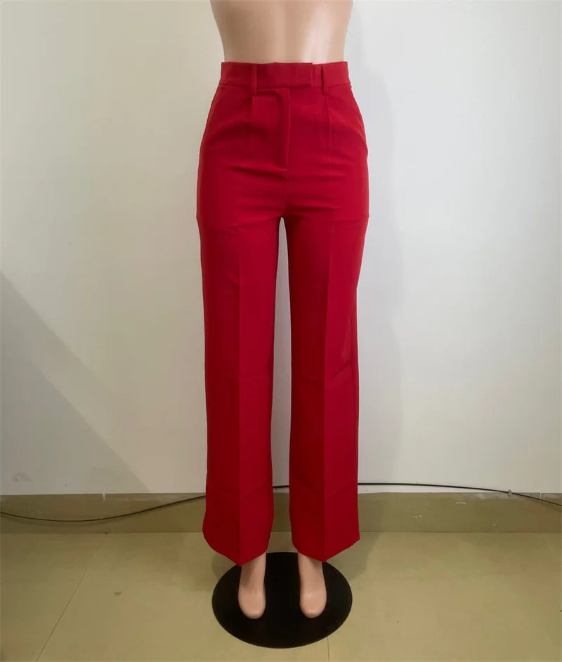 Elegant Fashion Wide Leg Pants for Women Clothing High Waist Loose Straight Trousers Office Lady Workwear Baggy Pants Pantalones