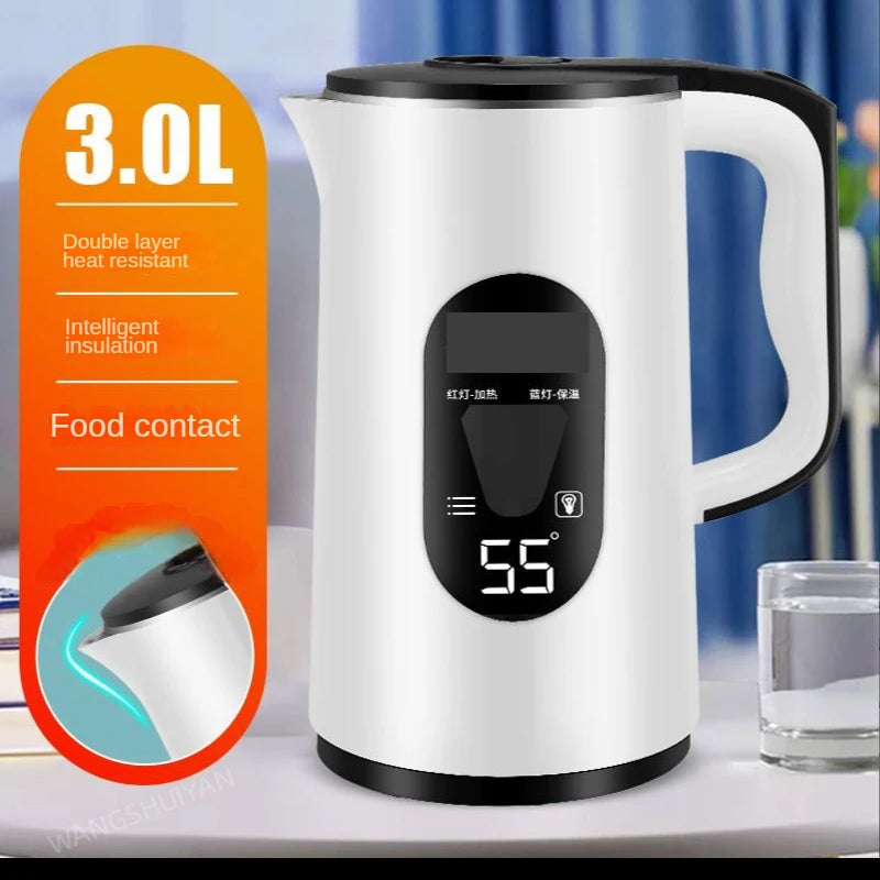 3L Electric Kettle Constant LED Temperature Display Portable Travel Healthy Teapot  Quilkly Boiler Water Kettle Bottle