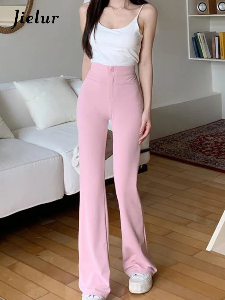 Jielur Spring New Tight High Waist Slim Women's Pants Solid Fashion Sweet Casual Pants Female Young Black Pink Basic Woman Pants