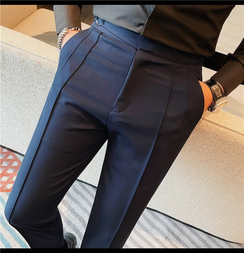 High Quality Men's Suit Pants Solid Color England Style Slim Fit Smart Casual Trousers Men Spring Autumn Fashion Suit Pants Man