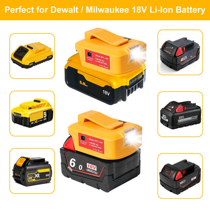 Adaptor For Dewalt DCB 18V 20V  54V 60V battery to DC 12V3A  flashlight fast Charger PD 22.5W  QC3.0  USB C and USBA