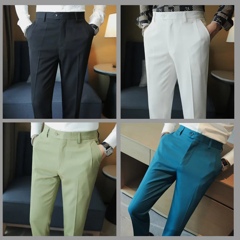 2023 Autumn New Solid Straight Casual Pant High Quality Fashion Simplicity Men Suit Pants Formal Business Office Social Trousers