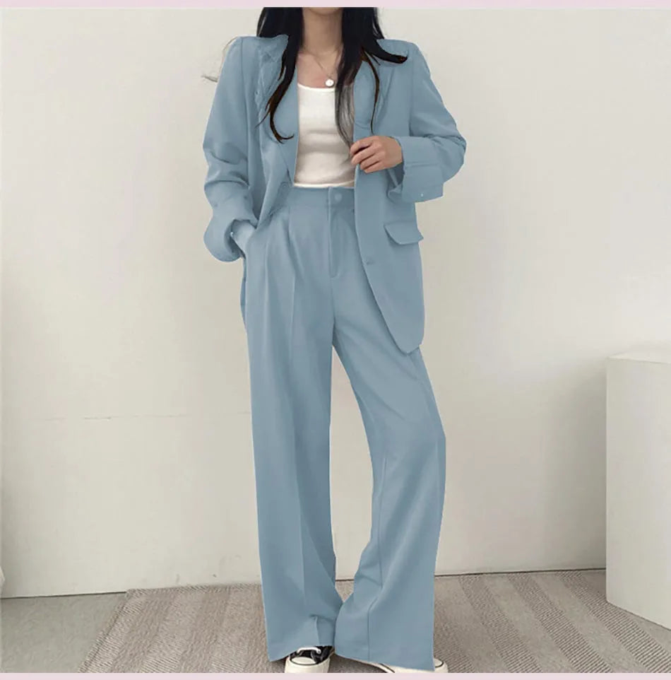 Fashion 2024 Spring and Autumn Small Suit Retro jacket slim 2-piece Set For Women Korean Style Casual Top and Pants Suit