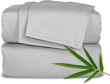 Genuine 100% Organic Viscose Derived from Bamboo Bed Sheet Set, Luxuriously Soft & Cooling, Double Stitching