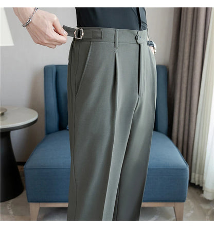 Men Dress Pants Trousers 2024 Autumn New British Style Straight Slim Fit formal Suit Pants Solid Casual Fashion Men Clothin