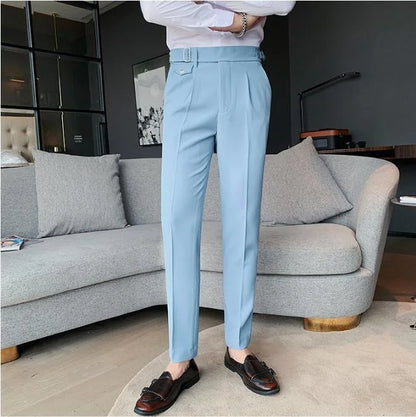 2024 Autumn Spring High Quality Men's Slim Fit Suit Pants Business Casual Trend Korean Fashion Straight Leg Pants 29-36