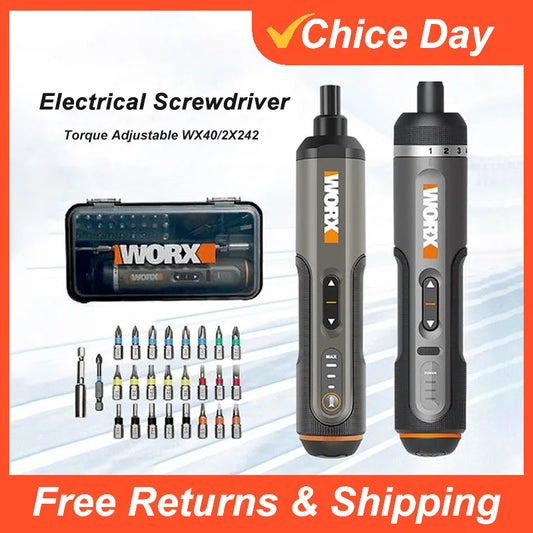 Worx 4V Mini Electrical Screwdriver Set WX242 WX241 WX240 Smart Cordless Electric Screwdrivers USB Rechargeable Hand Drill Tools