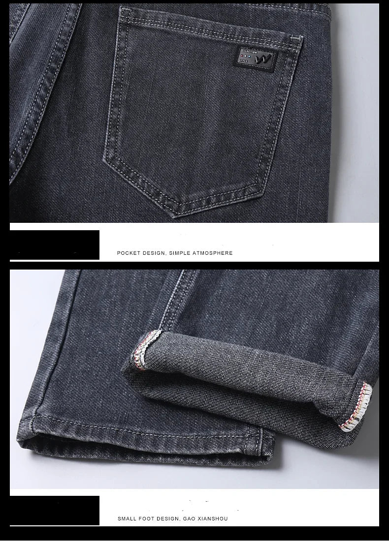 2024 Spring Summer New Style Classic Slim Jeans for Men Korean Fashion Simple Solid Color Straight Skinny Denim Trousers Male