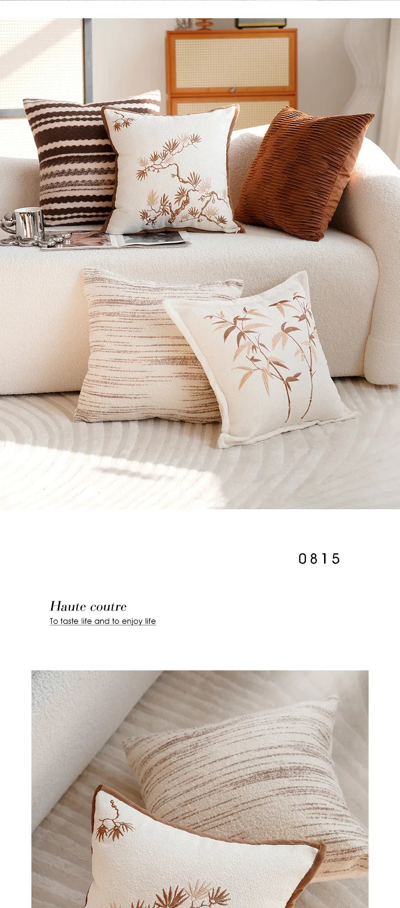 30X50/45x45CM Embroidered Bamboo Leaf Throw Pillow Cover Stamping Waist Cushion Cover Decor Home Decorative Pillowcase