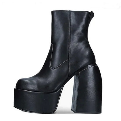 COSSexy Fashionable Black Boots 9cm High Heel European And American Style Zipper Side Up Cosmetic Shoes Women's Winter Footwear