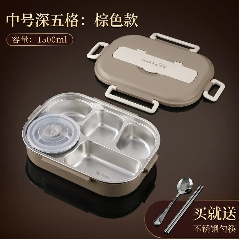 304 stainless steel compartment insulated lunch box office worker students sealed portable bento Microwae Heating food container