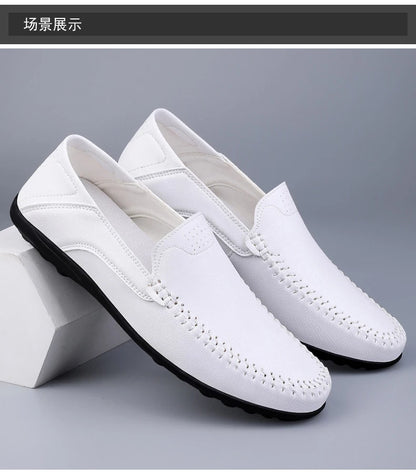 Men's casual leather shoes four seasons plus size soft sole comfort outdoor fashion youth business leather shoes driving shoes