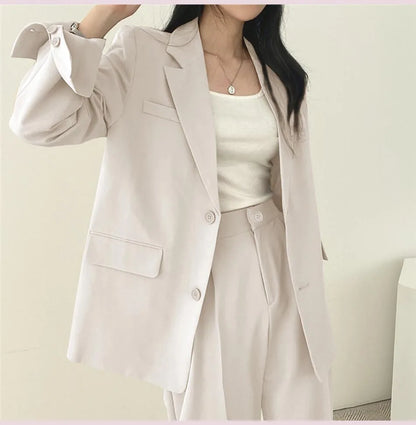 Fashion 2024 Spring and Autumn Small Suit Retro jacket slim 2-piece Set For Women Korean Style Casual Top and Pants Suit