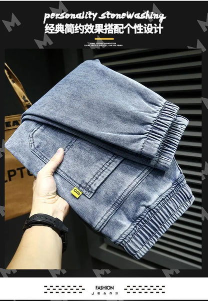 Cargo Jeans Men Denim Jogger Pants Baggy Jean Trousers Male Wide Leg Jeans New Streetwear Straight Baggy Elastic Waist Denim Pan