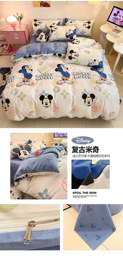 Toy Story Lotso Buzz Lightyear Alien Mickey Stitch Pooh Bear Fun Cartoon Printed Cotton Sheets and Quilt Covers Three Piece Set