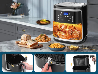 7L Smart Oil Free Air Fryer LED Touch Screen 7 Preset + Keep Warm Manual Mode Removable Non-stick Basket Wifi Connection BPA Free 1900W