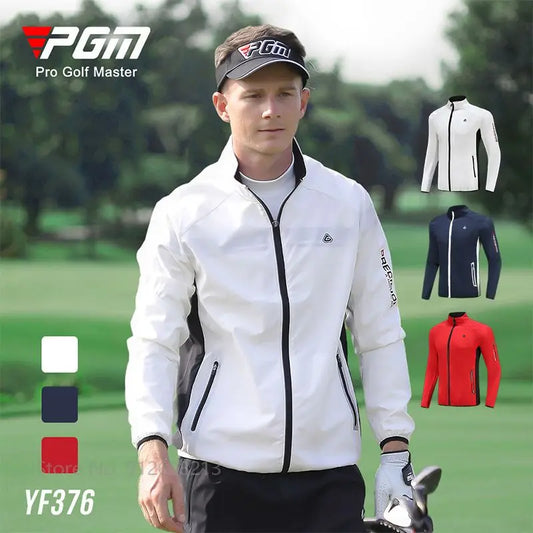 Pgm Men's Windproof Golf Windbreaker Male Waterproof Golf Jacket Long-Sleeved Training Coat Full Zipper Tops Quick Dry Apparel