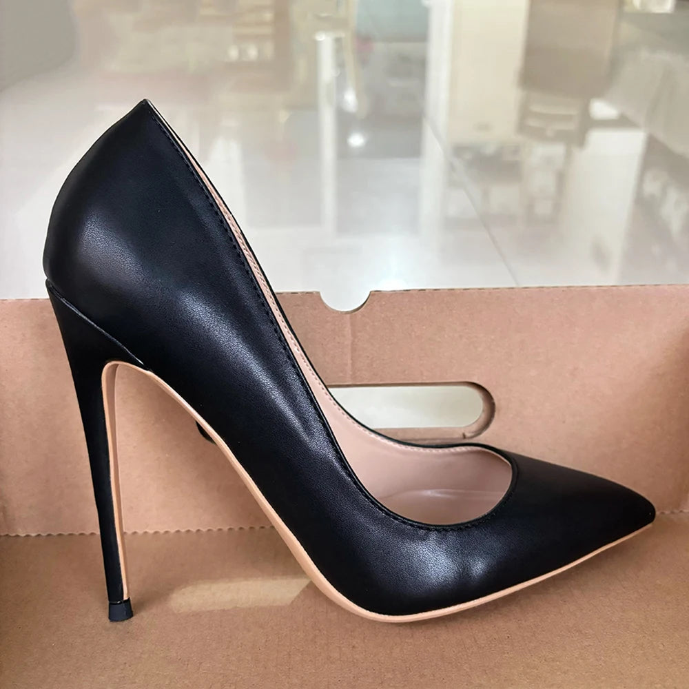 2025 New Arrival Matte Black Sexy 12cm 10cm Woman High Heels Pointed Toe Shallow Stilettos Pumps Work Ladies Dress Shoes