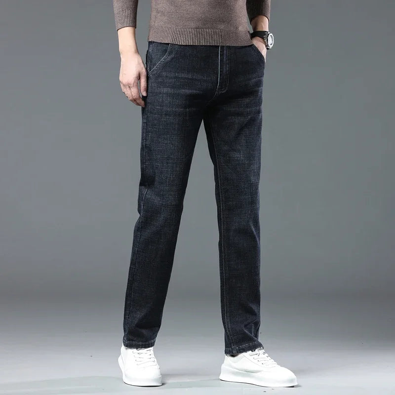 2024 New Straight Baggy Jeans Ultra-thin Comfortable Business Male Trousers Casual Blue Black Classic Denim Pants