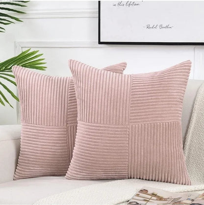 Spliced Throw Pillow Cover Corduroy Cushion Cover Beige Solid Pillowcase Home Decor for Sofa Living Room Bed Lumbar Pillow Cover