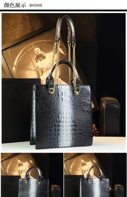 Luxury New Fashion Leather Women Handbags Crocodile Print Middle-aged Lady Mom Bag Leather Woman Bag Single Shoulder Tote Bags