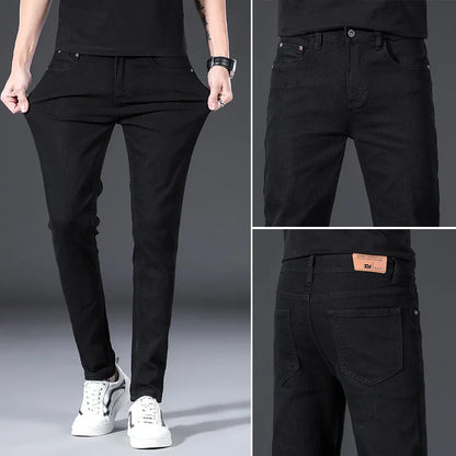 Men's Fashion Brand Elastic Slim Fit Denim Long Pants Casual White Straight Leg Y2k Jeans For Men Streetwear