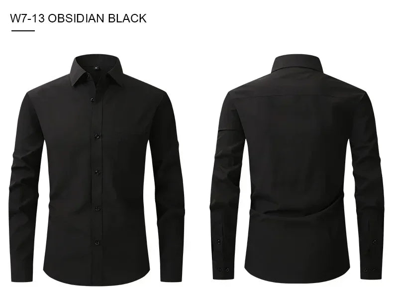 US Size Elastic Shirt New Men's Business and Leisure Long Sleeved Shirt Slim Fit Professional Dress Best-selling Seasonal Style