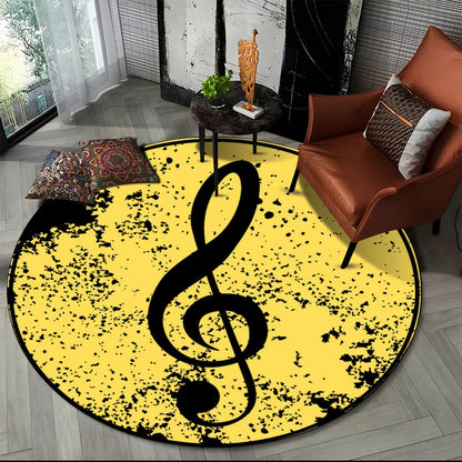 Piano Black White Key Music Symbol Area Rug,Round Carpet Rug for Living Room Bedroom Sofa Foot Pad Decor Non-slip Floor Mat Gift