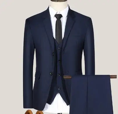 2024 Men's Business Formal Suit High-quality Solid Color (Jacket+ Vest + Trousers) Business Suit Bridegroom and Best Man