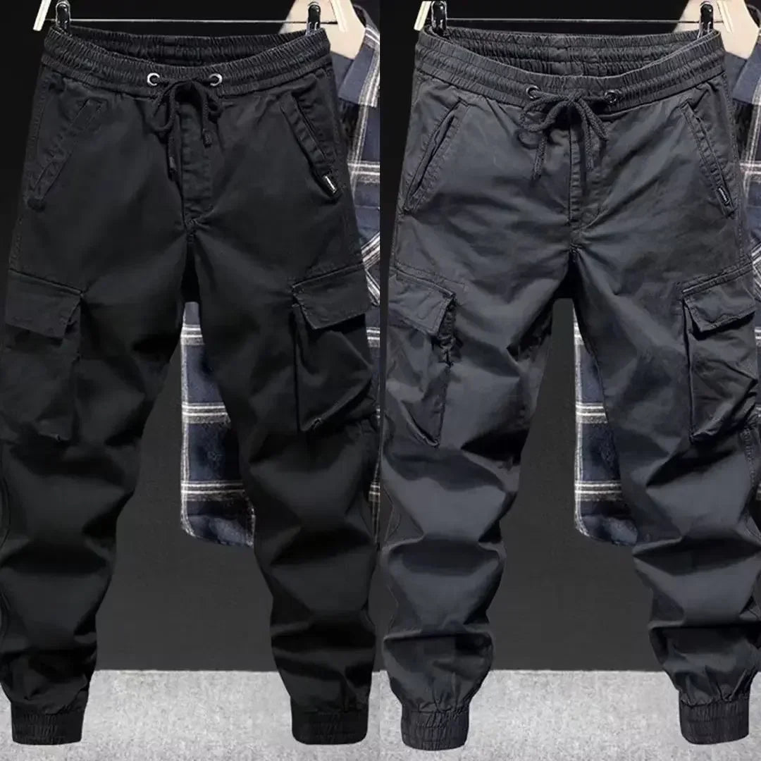 Trendy Brand Casual Cargo Pants Men's Loose Fit Solid Color Cargo Pants American Style Casual for Spring Autumn